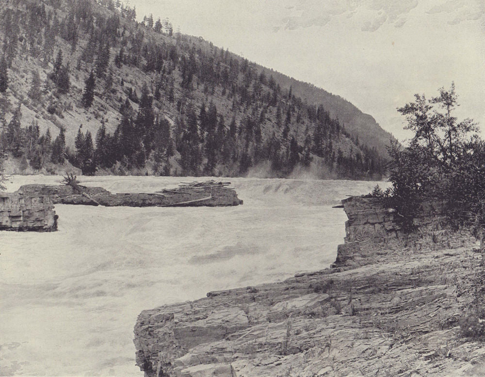 Kootenai Falls, Libby, Montana. STODDARD 1895 old antique print picture